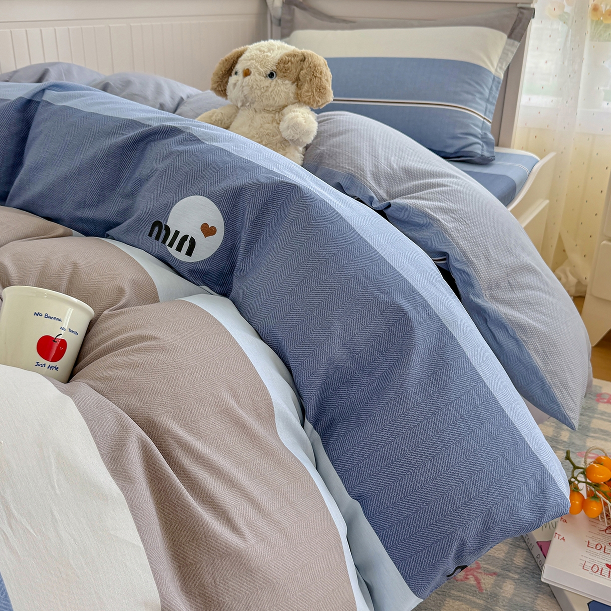 91家纺网 家纺一手货源 找家纺 尚帛 2026新款全棉品质喷气印花爆款四件套 多规格套件 单品系列-四件套学生款 时尚慕斯