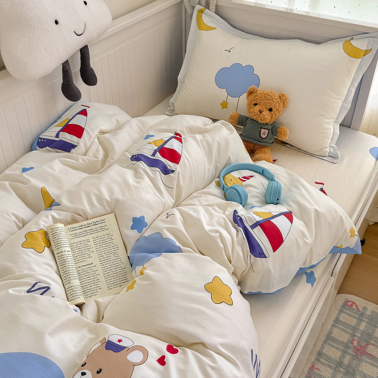 91家纺网 家纺一手货源 找家纺 尚帛 2026新款全棉品质喷气印花爆款四件套 多规格套件 单品系列-四件套学生款 水上乐园