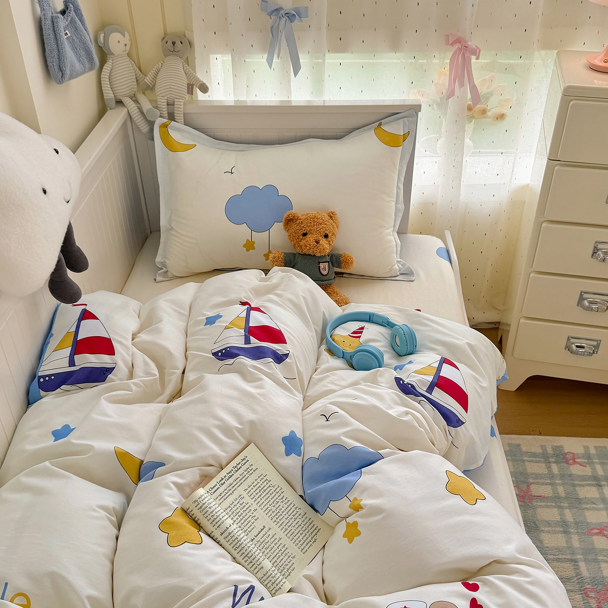 91家纺网 家纺一手货源 找家纺 尚帛 2026新款全棉品质喷气印花爆款四件套 多规格套件 单品系列-四件套学生款 水上乐园