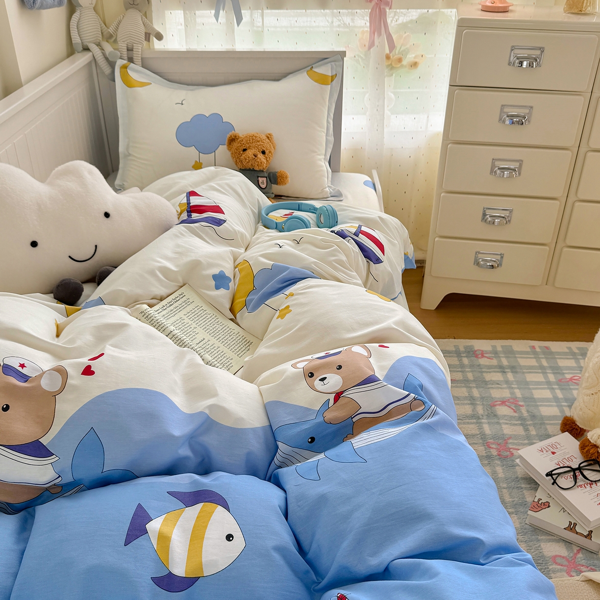 91家纺网 家纺一手货源 找家纺 尚帛 2026新款全棉品质喷气印花爆款四件套 多规格套件 单品系列-四件套学生款 水上乐园