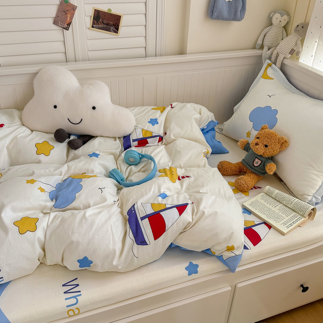 91家纺网 家纺一手货源 找家纺 尚帛 2026新款全棉品质喷气印花爆款四件套 多规格套件 单品系列-四件套学生款 水上乐园