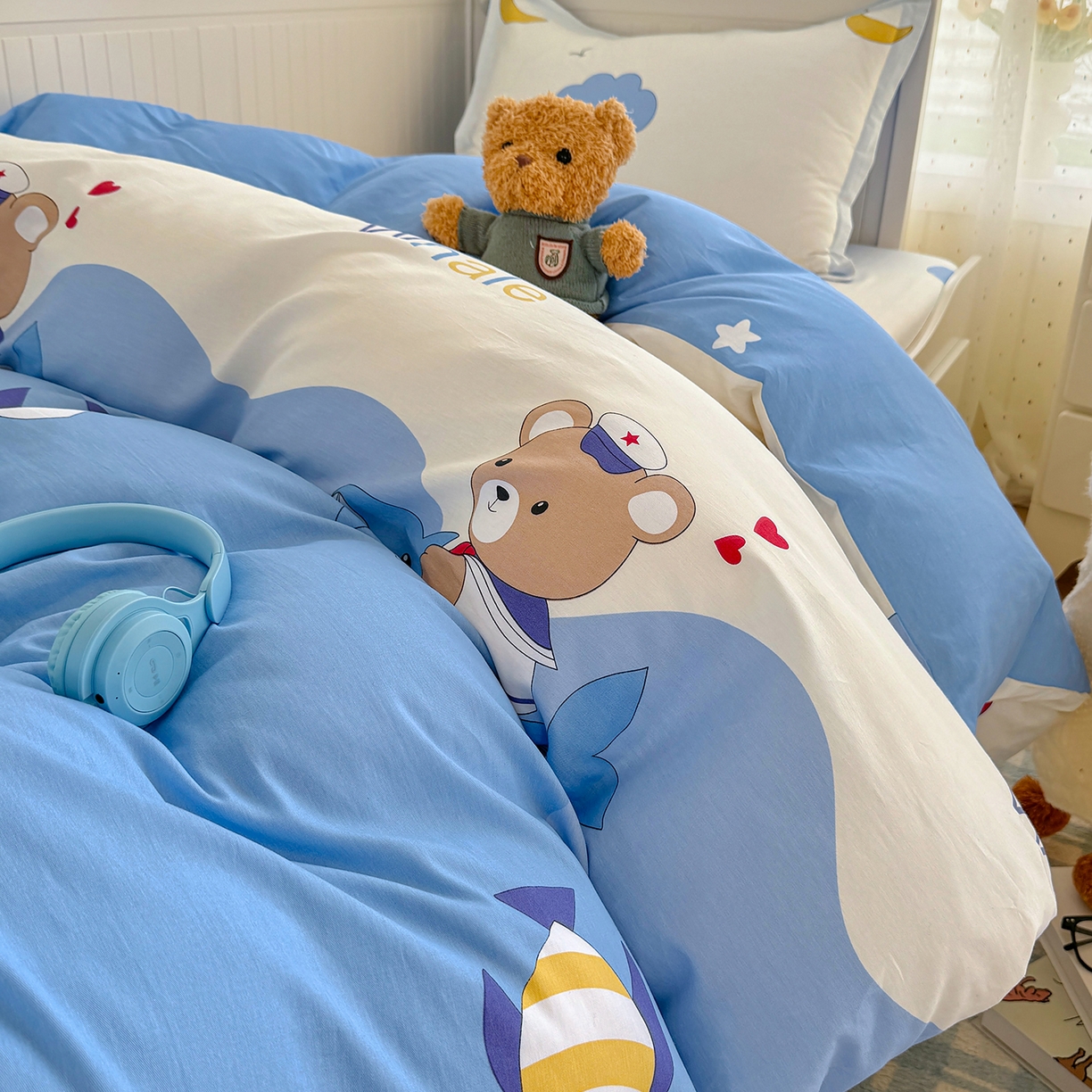 91家纺网 家纺一手货源 找家纺 尚帛 2026新款全棉品质喷气印花爆款四件套 多规格套件 单品系列-四件套学生款 水上乐园