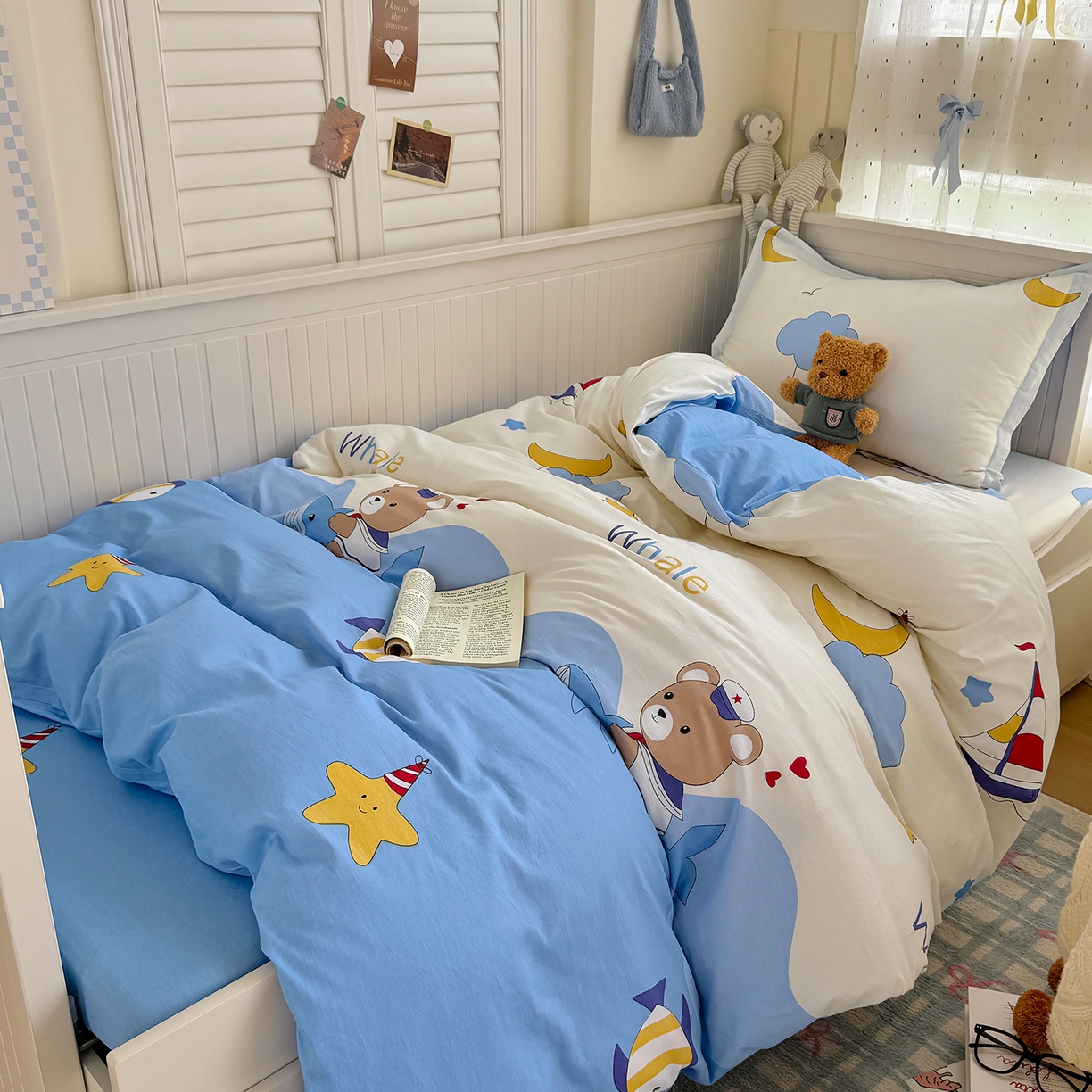 91家纺网 家纺一手货源 找家纺 尚帛 2026新款全棉品质喷气印花爆款四件套 多规格套件 单品系列-四件套学生款 水上乐园