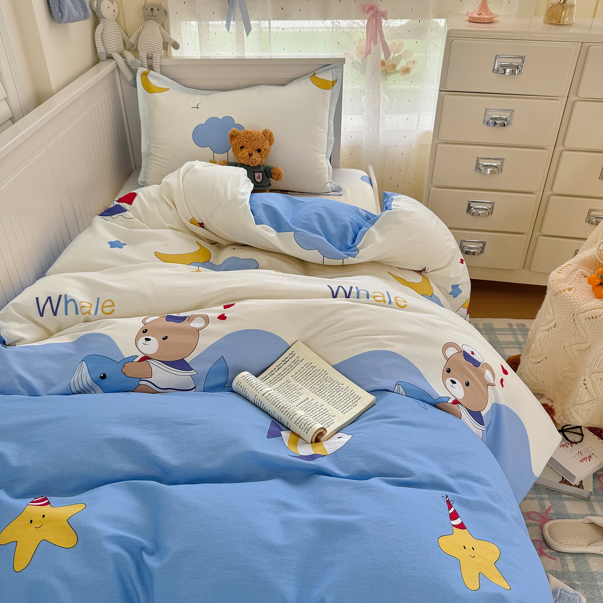 91家纺网 家纺一手货源 找家纺 尚帛 2026新款全棉品质喷气印花爆款四件套 多规格套件 单品系列-四件套学生款 水上乐园