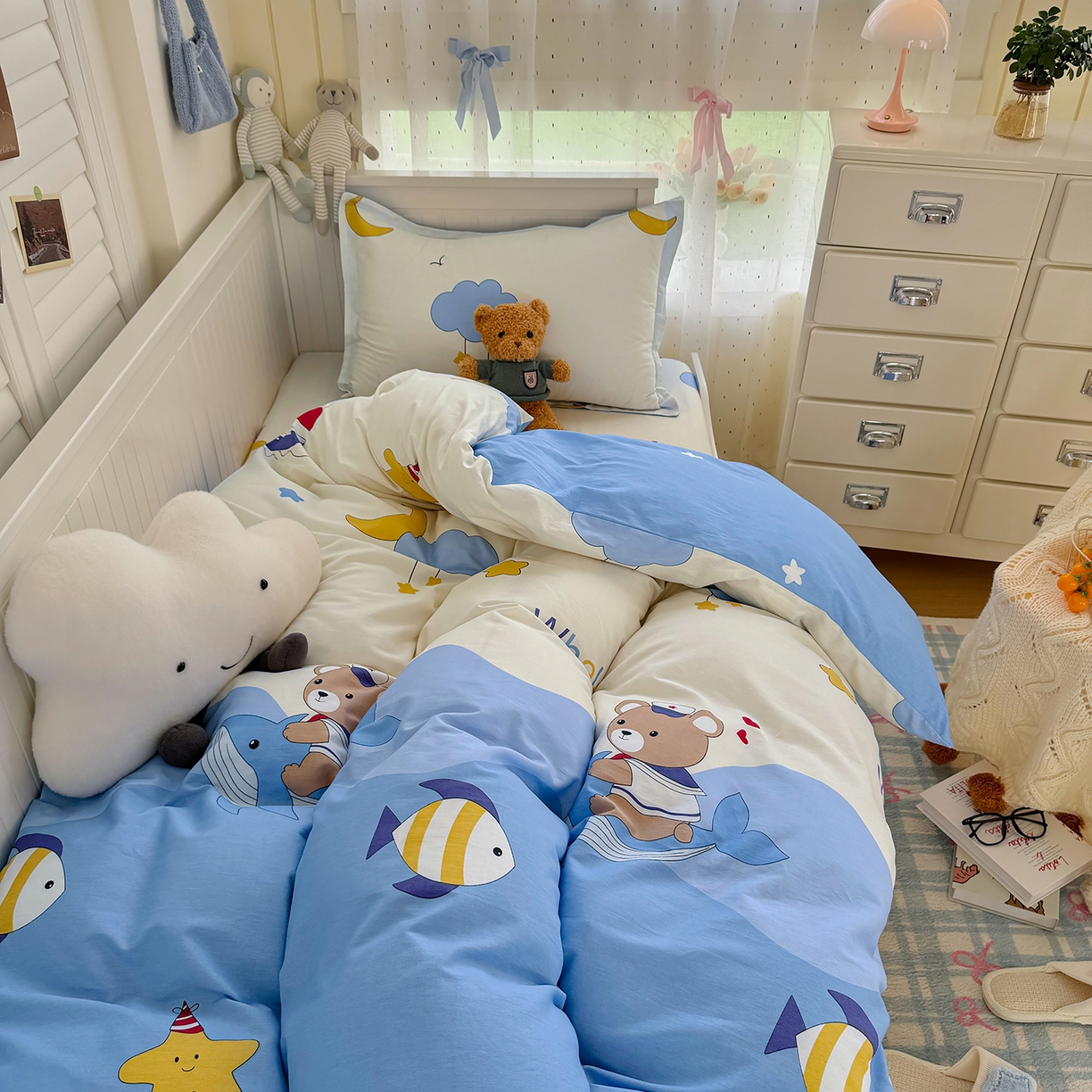 91家纺网 家纺一手货源 找家纺 尚帛 2026新款全棉品质喷气印花爆款四件套 多规格套件 单品系列-四件套学生款 水上乐园