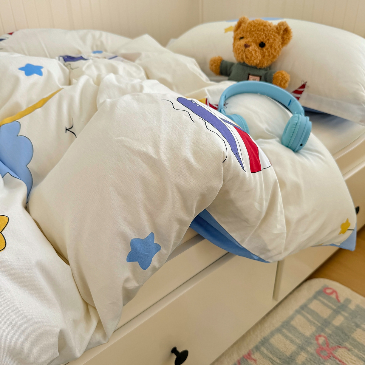 91家纺网 家纺一手货源 找家纺 尚帛 2026新款全棉品质喷气印花爆款四件套 多规格套件 单品系列-四件套学生款 水上乐园