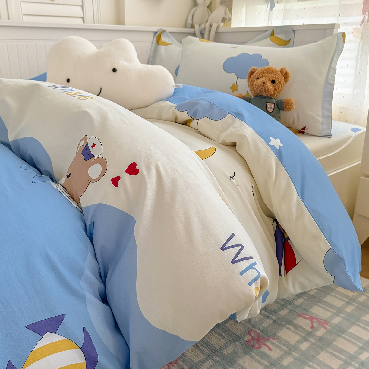 91家纺网 家纺一手货源 找家纺 尚帛 2026新款全棉品质喷气印花爆款四件套 多规格套件 单品系列-四件套学生款 水上乐园