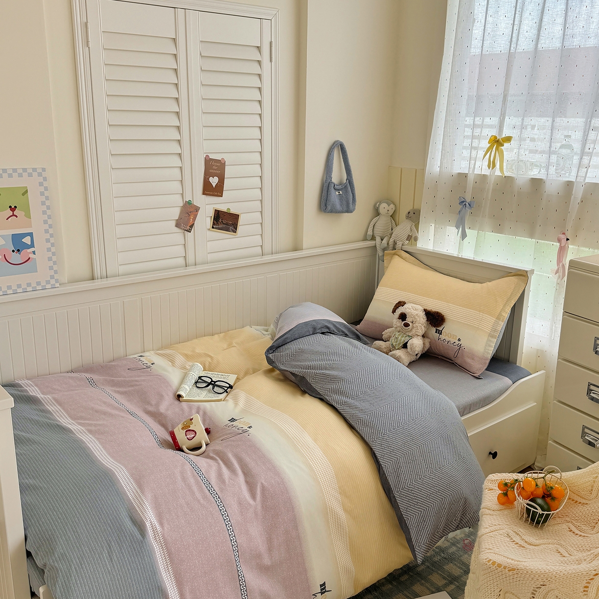 91家纺网 家纺一手货源 找家纺 尚帛 2026新款全棉品质喷气印花爆款四件套 多规格套件 单品系列-四件套学生款 协奏曲-红