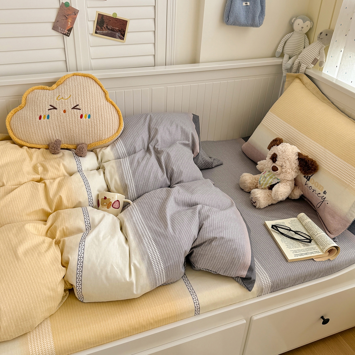 91家纺网 家纺一手货源 找家纺 尚帛 2026新款全棉品质喷气印花爆款四件套 多规格套件 单品系列-四件套学生款 协奏曲-红