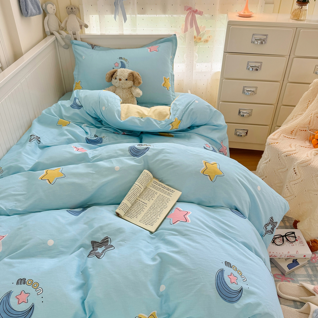 91家纺网 家纺一手货源 找家纺 尚帛 2026新款全棉品质喷气印花爆款四件套 多规格套件 单品系列-四件套学生款 星梦想