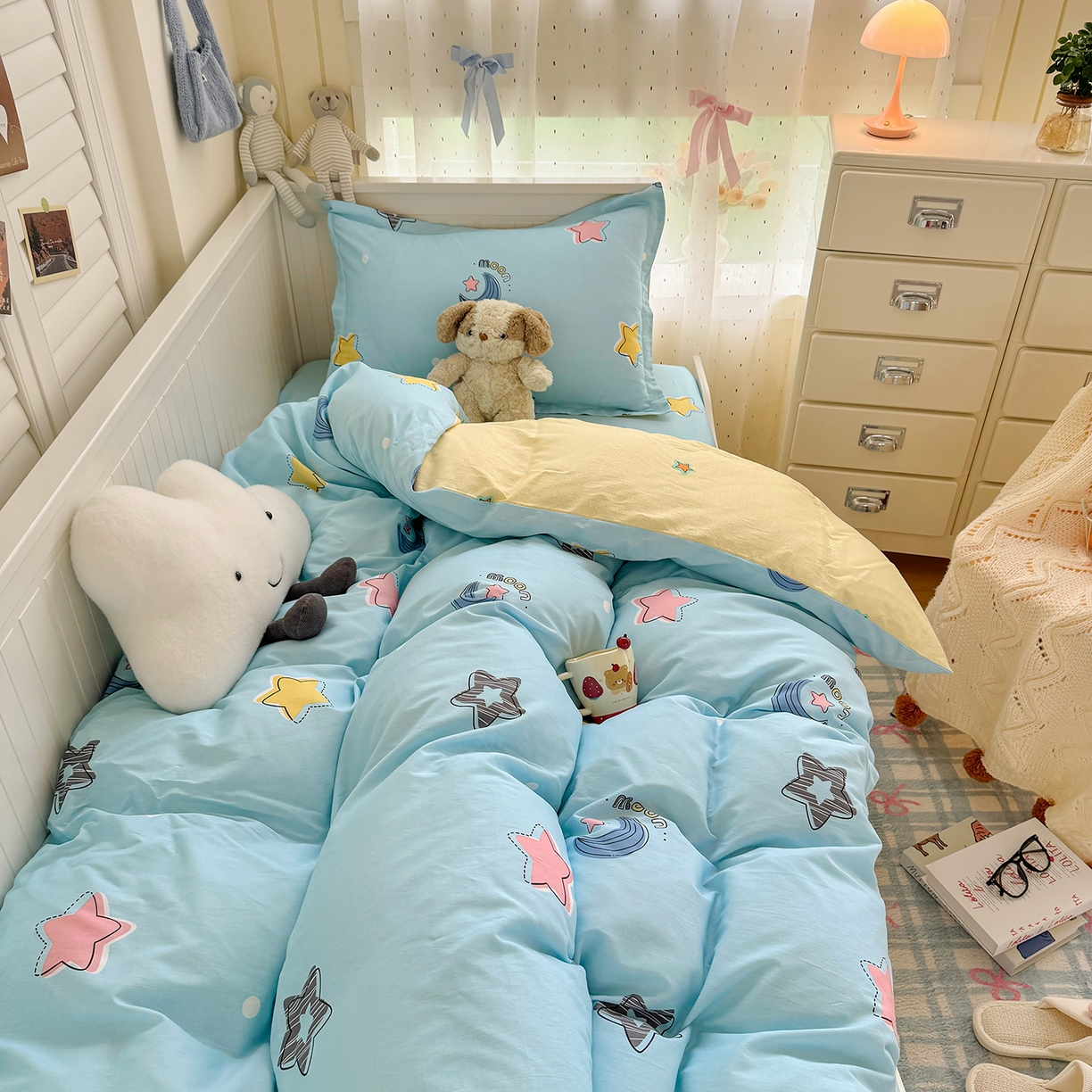 91家纺网 家纺一手货源 找家纺 尚帛 2026新款全棉品质喷气印花爆款四件套 多规格套件 单品系列-四件套学生款 星梦想