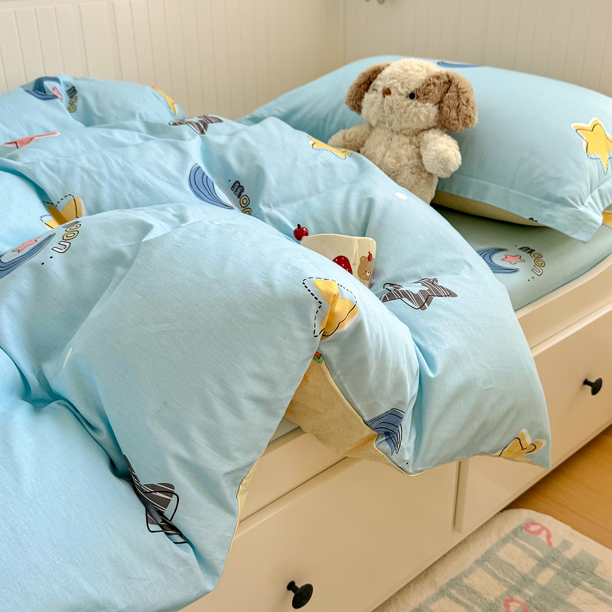 91家纺网 家纺一手货源 找家纺 尚帛 2026新款全棉品质喷气印花爆款四件套 多规格套件 单品系列-四件套学生款 星梦想