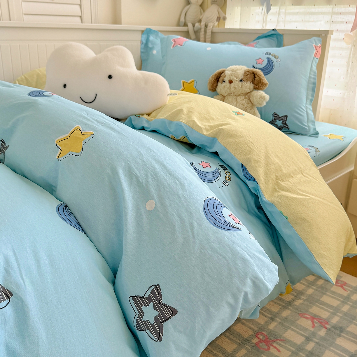 91家纺网 家纺一手货源 找家纺 尚帛 2026新款全棉品质喷气印花爆款四件套 多规格套件 单品系列-四件套学生款 星梦想