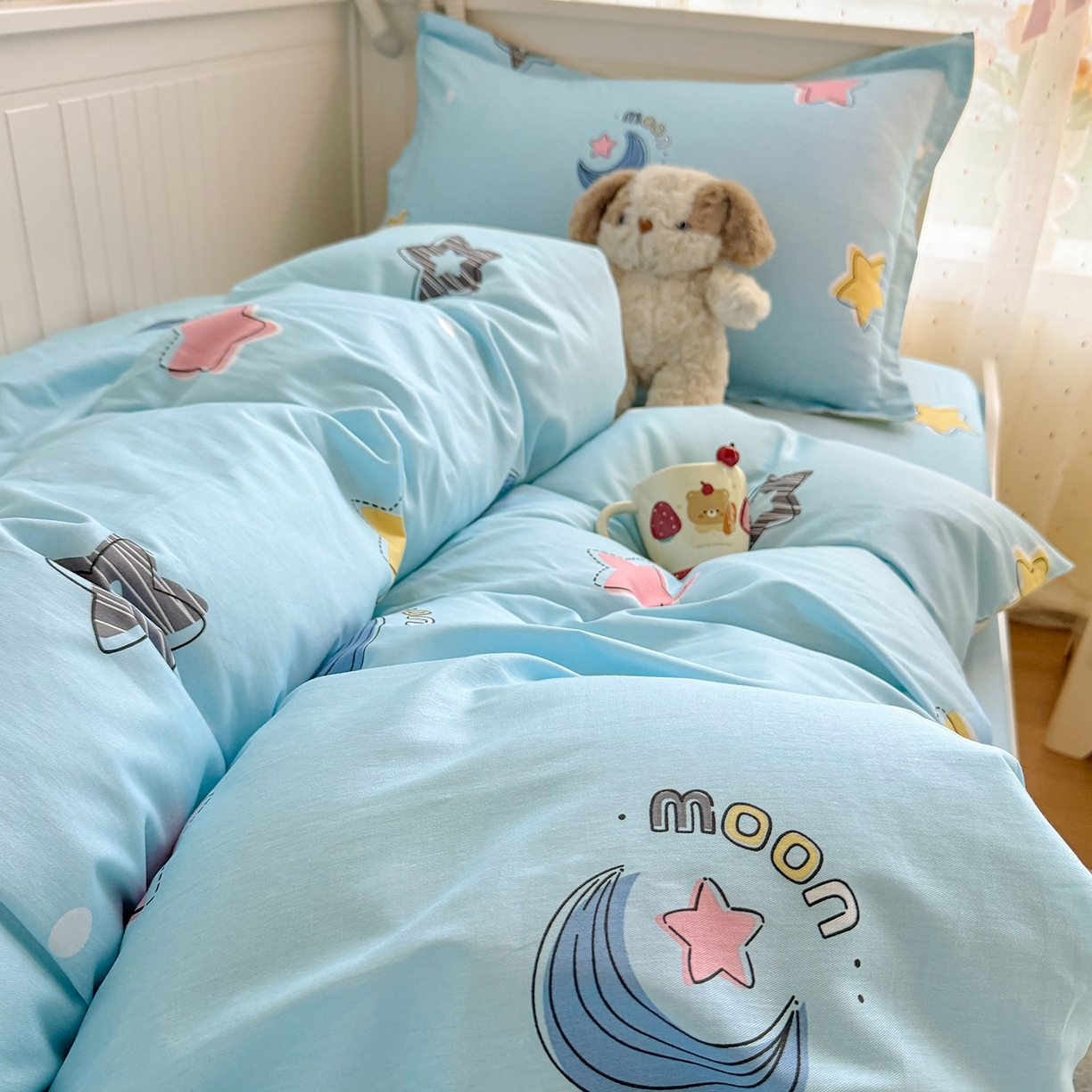 91家纺网 家纺一手货源 找家纺 尚帛 2026新款全棉品质喷气印花爆款四件套 多规格套件 单品系列-四件套学生款 星梦想