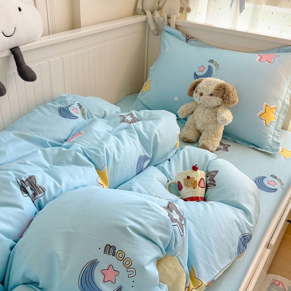 91家纺网 家纺一手货源 找家纺 尚帛 2026新款全棉品质喷气印花爆款四件套 多规格套件 单品系列-四件套学生款 星梦想