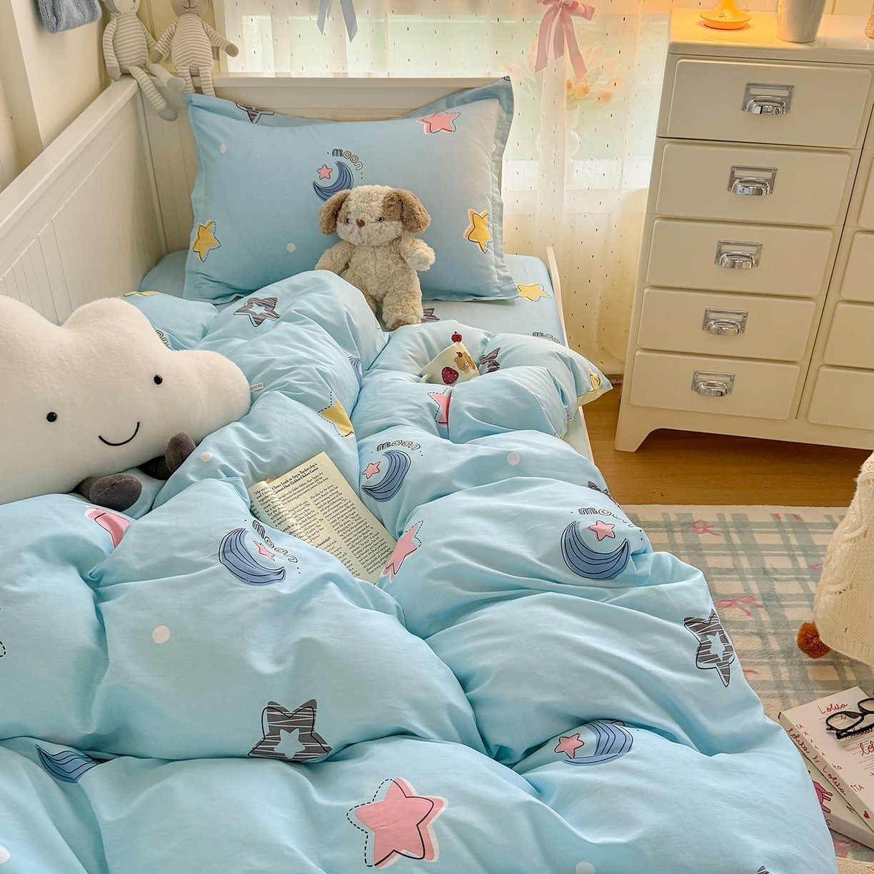 91家纺网 家纺一手货源 找家纺 尚帛 2026新款全棉品质喷气印花爆款四件套 多规格套件 单品系列-四件套学生款 星梦想