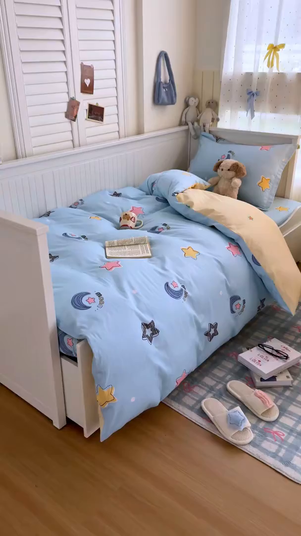 91家纺网 家纺一手货源 找家纺 尚帛 2026新款全棉品质喷气印花爆款四件套 多规格套件 单品系列-四件套学生款 星梦想