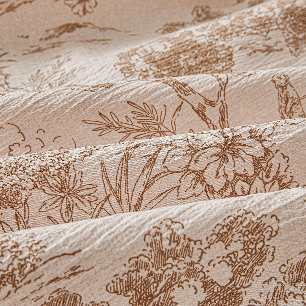 91家纺网 家纺一手货源 找家纺 笠裙家纺 2026新款云感水洗棉印花单床笠床笠单件 茶巷