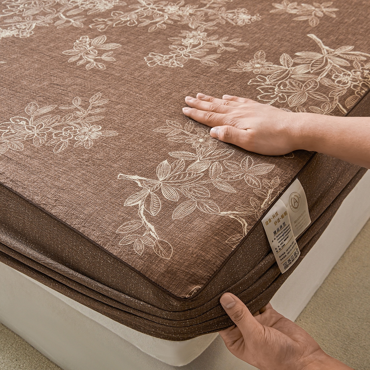 91家纺网 家纺一手货源 找家纺 笠裙家纺 2026新款云感水洗棉印花单床笠床笠单件 乌木花园