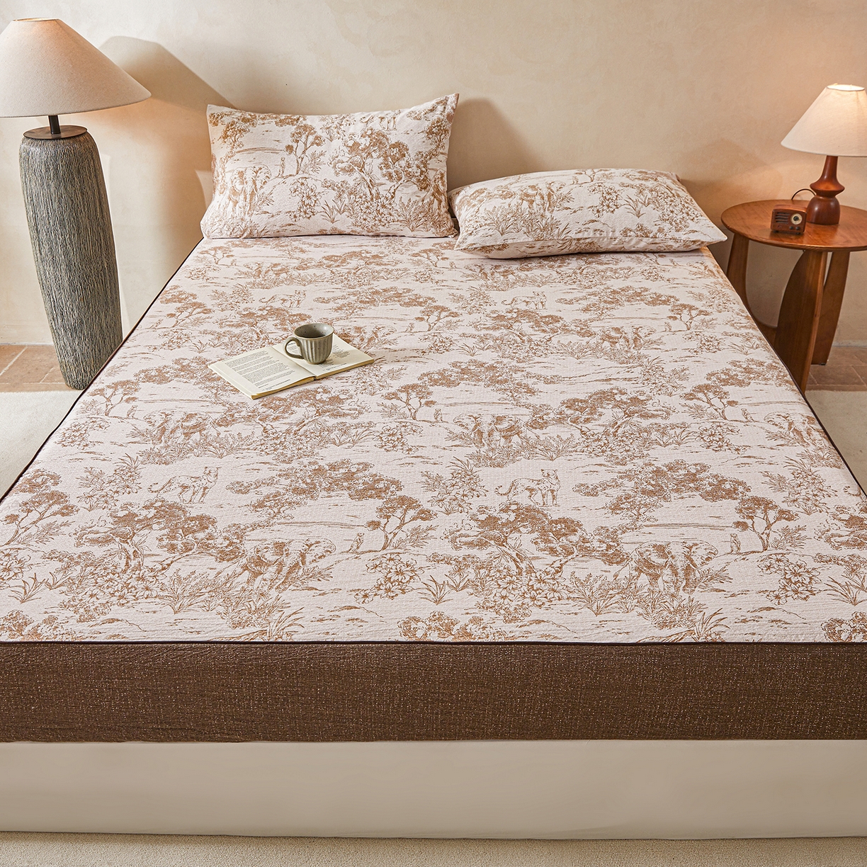 91家纺网 家纺一手货源 找家纺 （总）笠裙家纺 2026新款云感水洗棉印花单床笠床笠单件