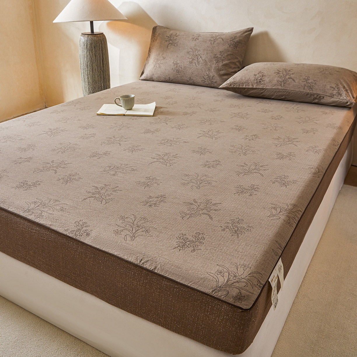 91家纺网 家纺一手货源 找家纺 笠裙家纺 2026新款云感水洗棉印花单床笠床笠单件 花田错