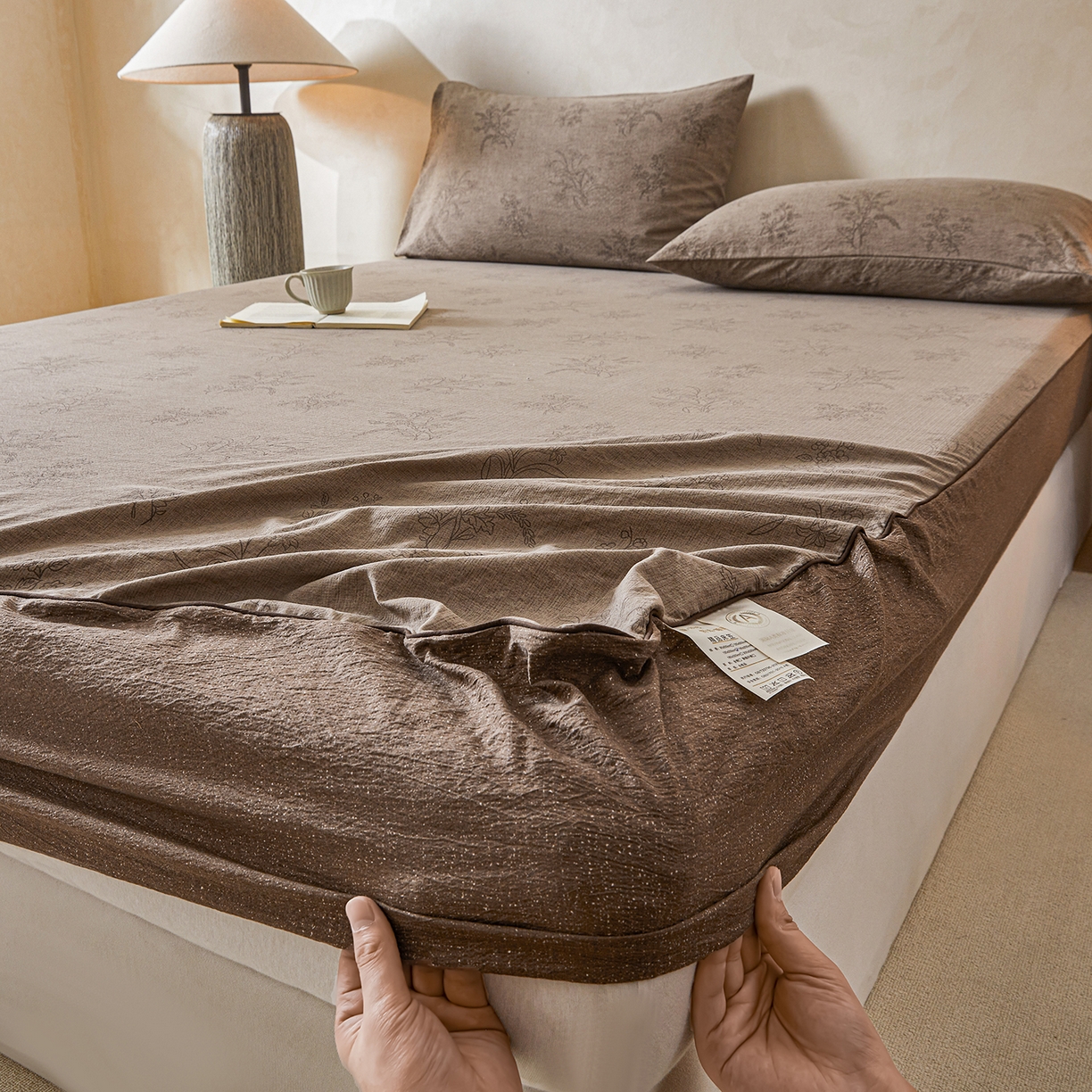 91家纺网 家纺一手货源 找家纺 笠裙家纺 2026新款云感水洗棉印花单床笠床笠单件 花田错