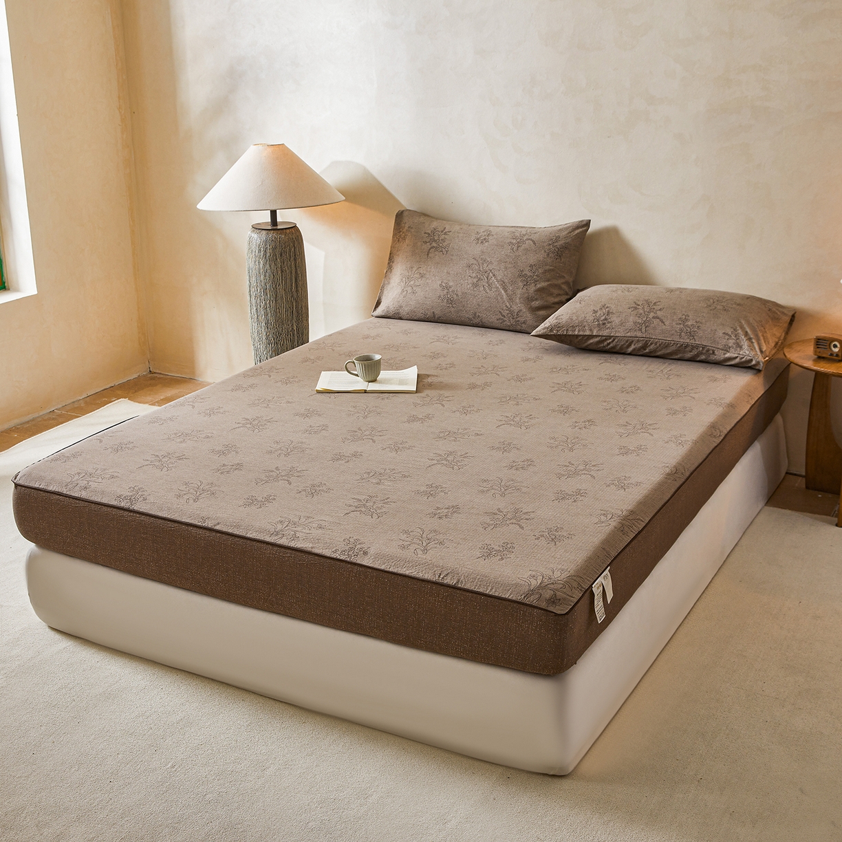 91家纺网 家纺一手货源 找家纺 笠裙家纺 2026新款云感水洗棉印花单床笠床笠单件 花田错