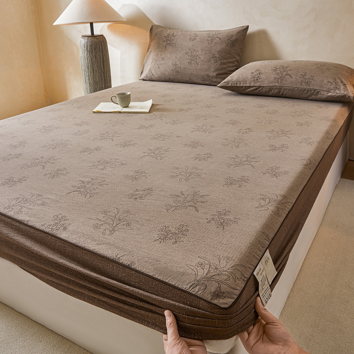 笠裙家纺 2026新款云感水洗棉印花单床笠床笠单件 花田错