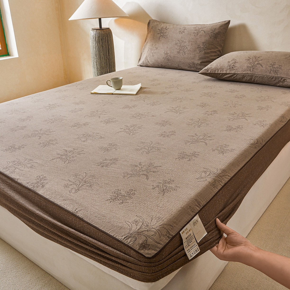 91家纺网 家纺一手货源 找家纺 笠裙家纺 2026新款云感水洗棉印花单床笠床笠单件 花田错