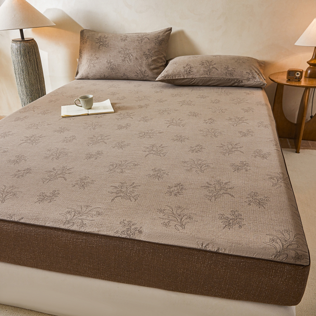 91家纺网 家纺一手货源 找家纺 笠裙家纺 2026新款云感水洗棉印花单床笠床笠单件 花田错