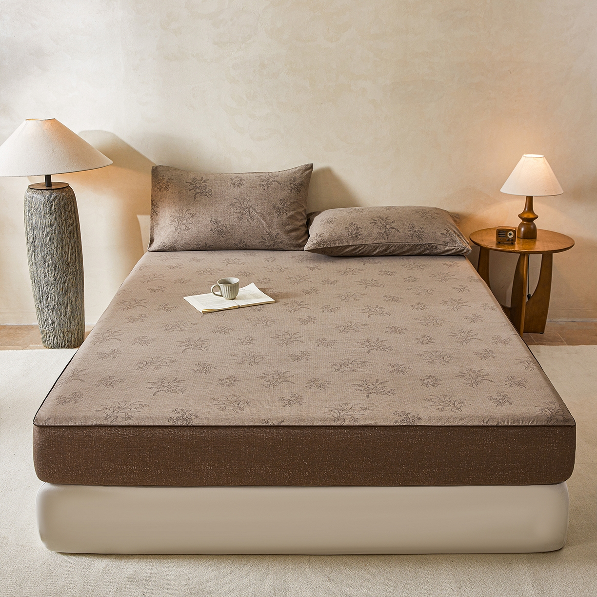 91家纺网 家纺一手货源 找家纺 笠裙家纺 2026新款云感水洗棉印花单床笠床笠单件 花田错