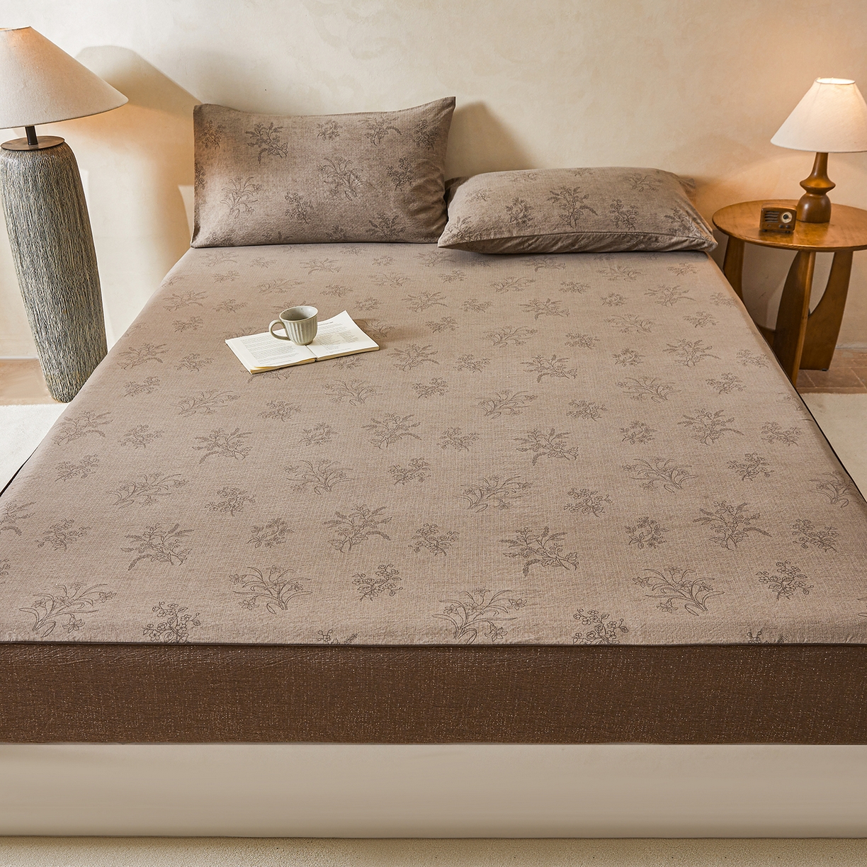 91家纺网 家纺一手货源 找家纺 笠裙家纺 2026新款云感水洗棉印花单床笠床笠单件 花田错