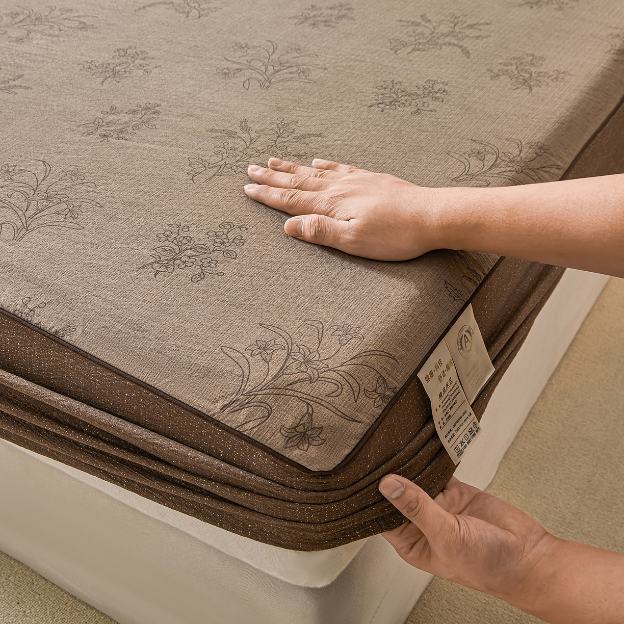 91家纺网 家纺一手货源 找家纺 笠裙家纺 2026新款云感水洗棉印花单床笠床笠单件 花田错