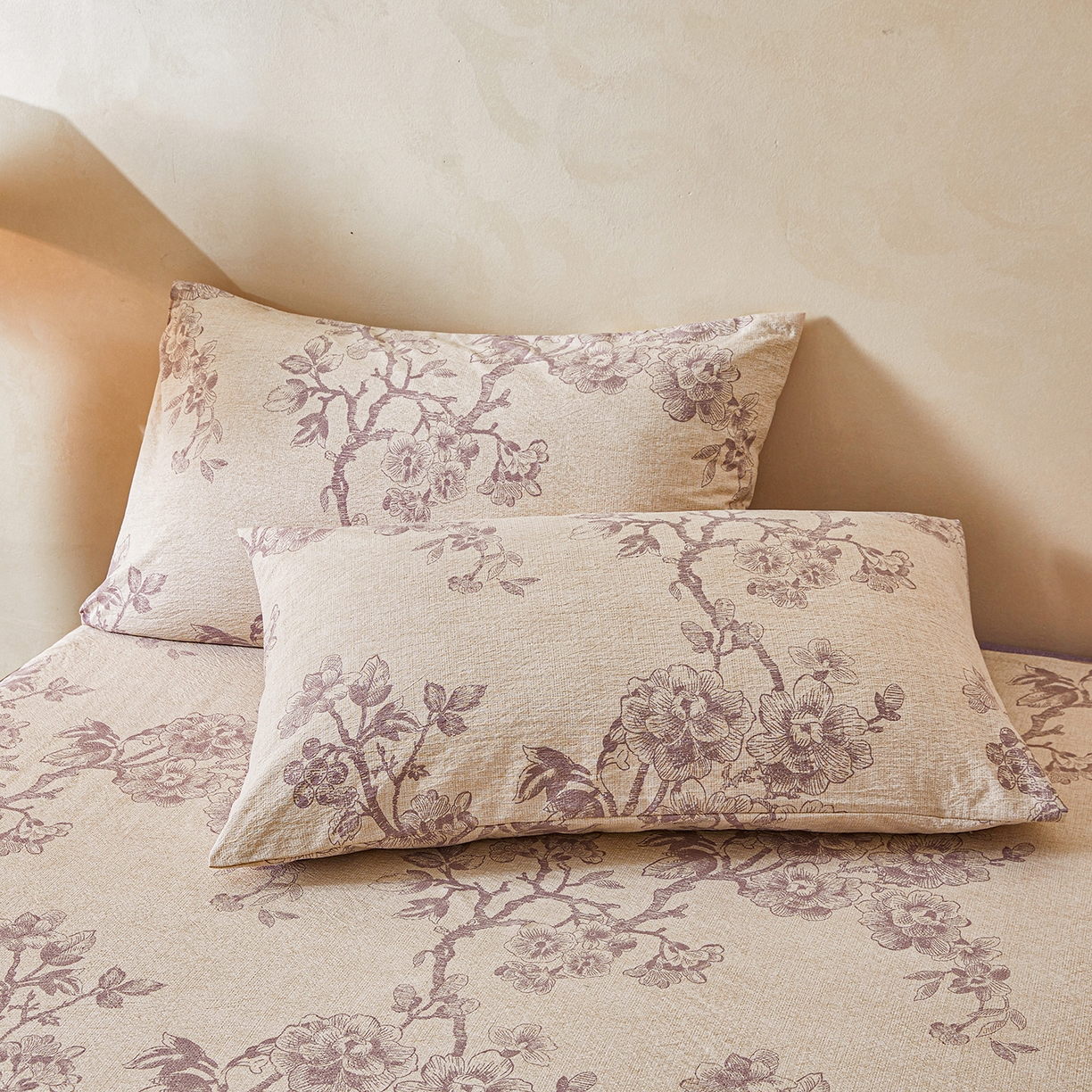 91家纺网 家纺一手货源 找家纺 笠裙家纺 2026新款云感水洗棉印花单床笠床笠单件 云黛紫