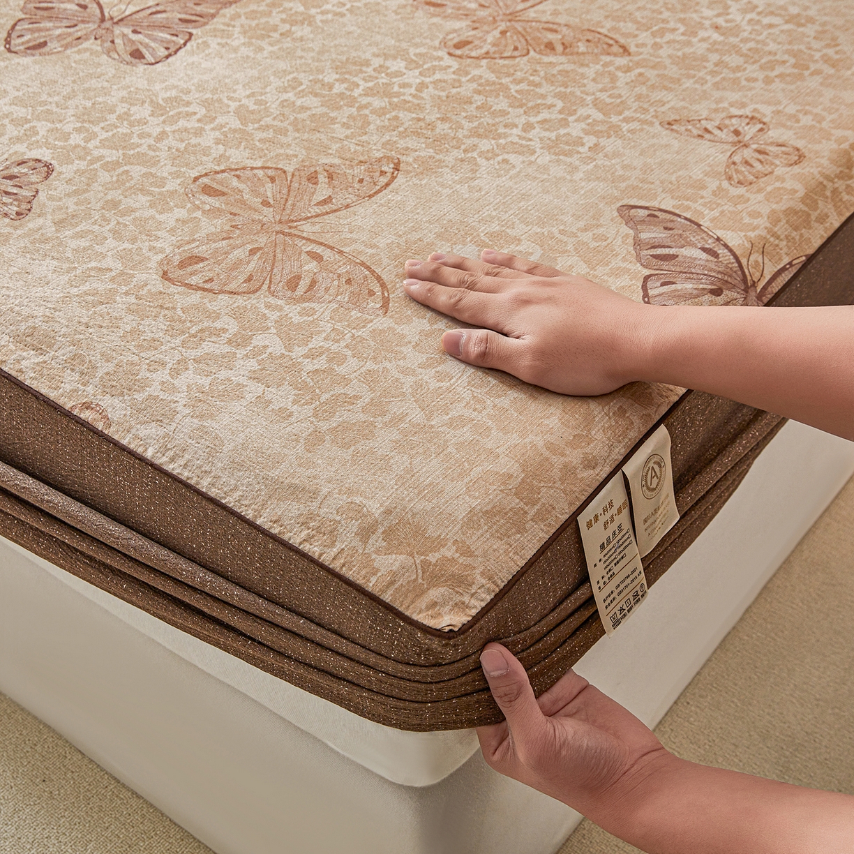 91家纺网 家纺一手货源 找家纺 笠裙家纺 2026新款云感水洗棉印花单床笠床笠单件 月神蝶