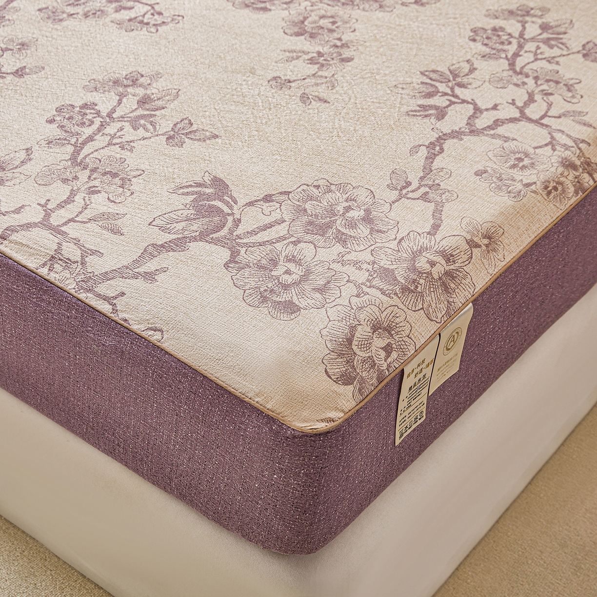 91家纺网 家纺一手货源 找家纺 笠裙家纺 2026新款云感水洗棉印花单床笠床笠单件 云黛紫