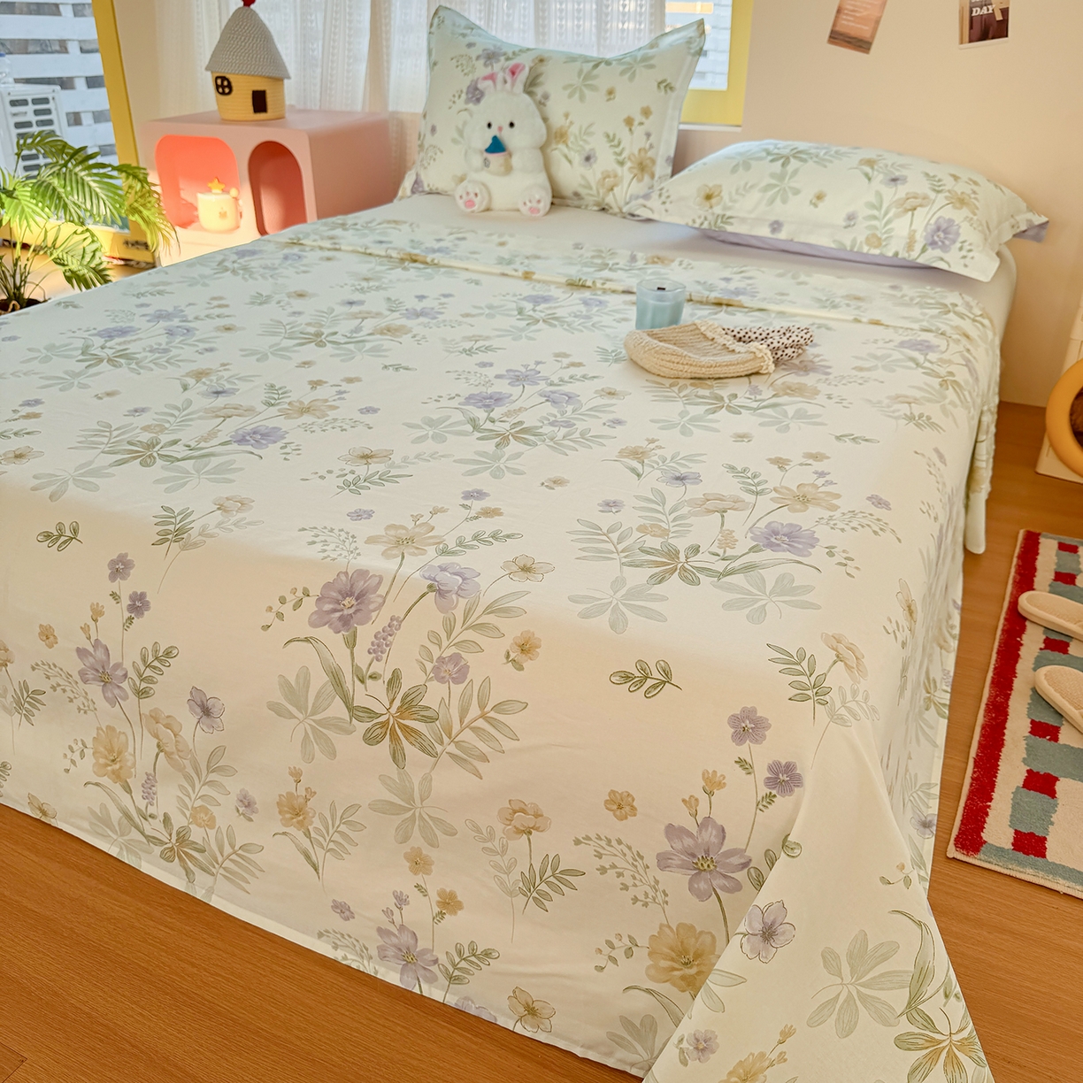 91家纺网 家纺一手货源 找家纺 尚帛 2026新款全棉品质喷气印花爆款四件套 多规格套件 单品系列-单床单 爱的花海