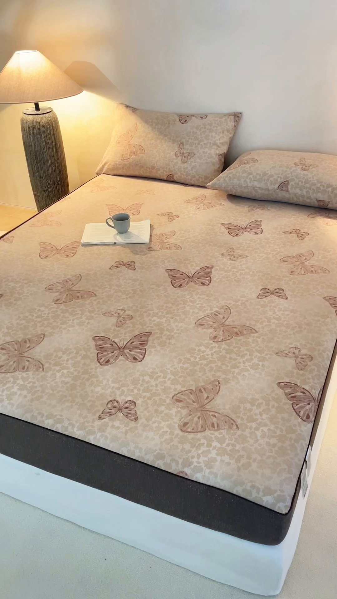 91家纺网 家纺一手货源 找家纺 笠裙家纺 2026新款云感水洗棉印花单床笠床笠单件 月神蝶