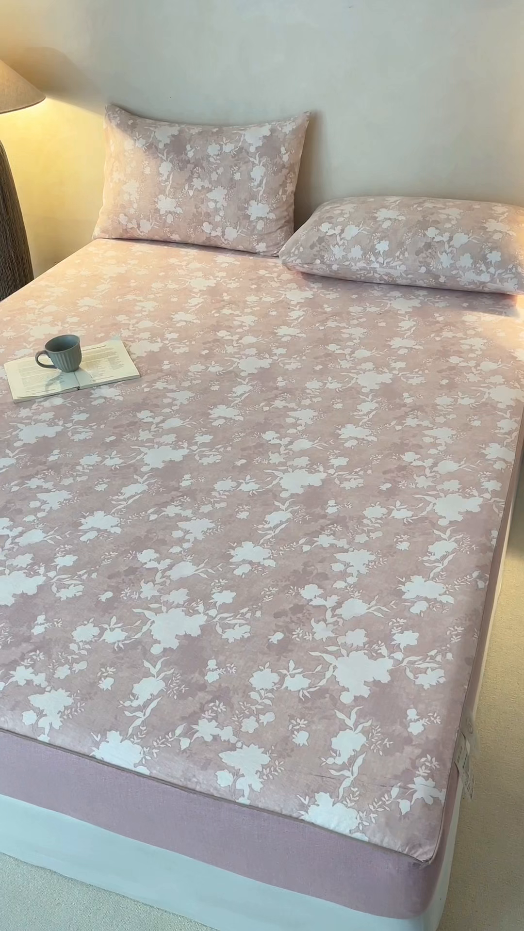 91家纺网 家纺一手货源 找家纺 笠裙家纺 2026新款云感水洗棉印花单床笠床笠单件 浮绘花影