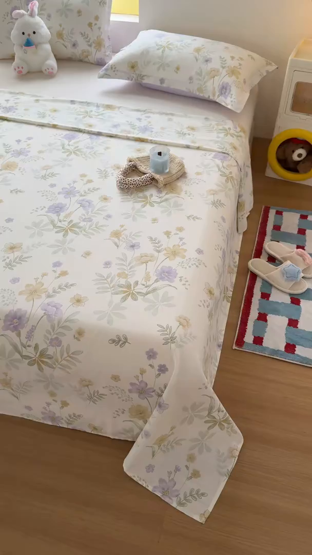 91家纺网 家纺一手货源 找家纺 尚帛 2026新款全棉品质喷气印花爆款四件套 多规格套件 单品系列-单床单 爱的花海