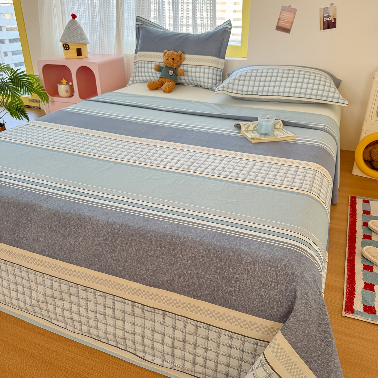 91家纺网 家纺一手货源 找家纺 尚帛 2026新款全棉品质喷气印花爆款四件套 多规格套件 单品系列-单床单 爱之艺术-灰