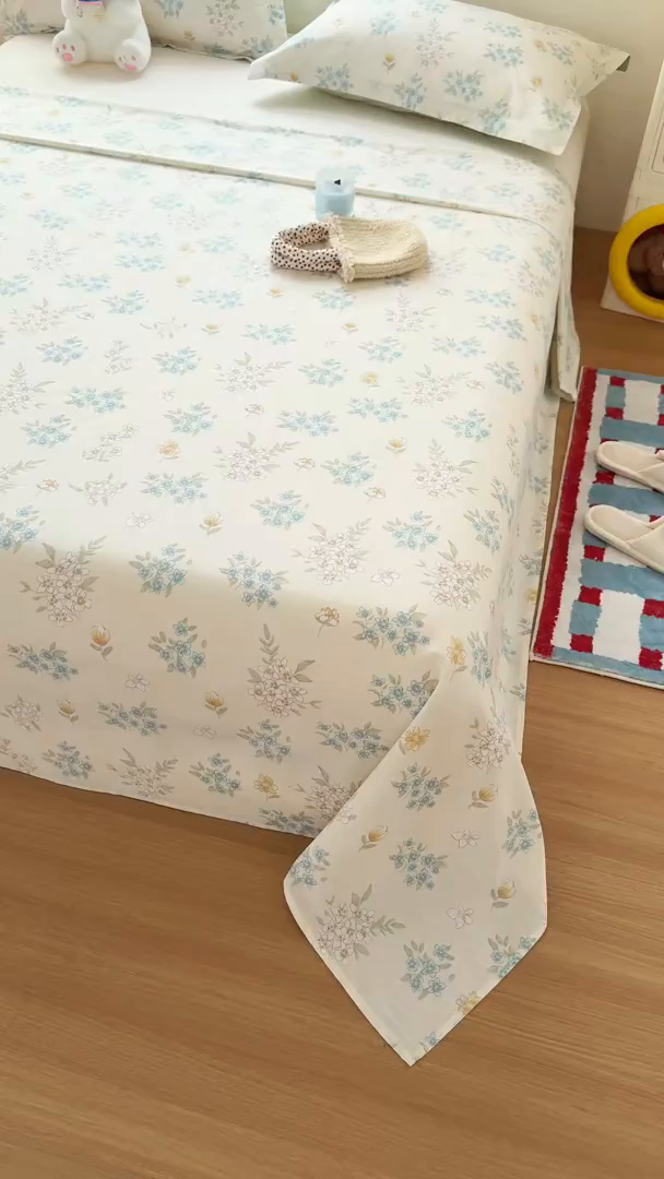 91家纺网 家纺一手货源 找家纺 尚帛 2026新款全棉品质喷气印花爆款四件套 多规格套件 单品系列-单床单 春漫庭