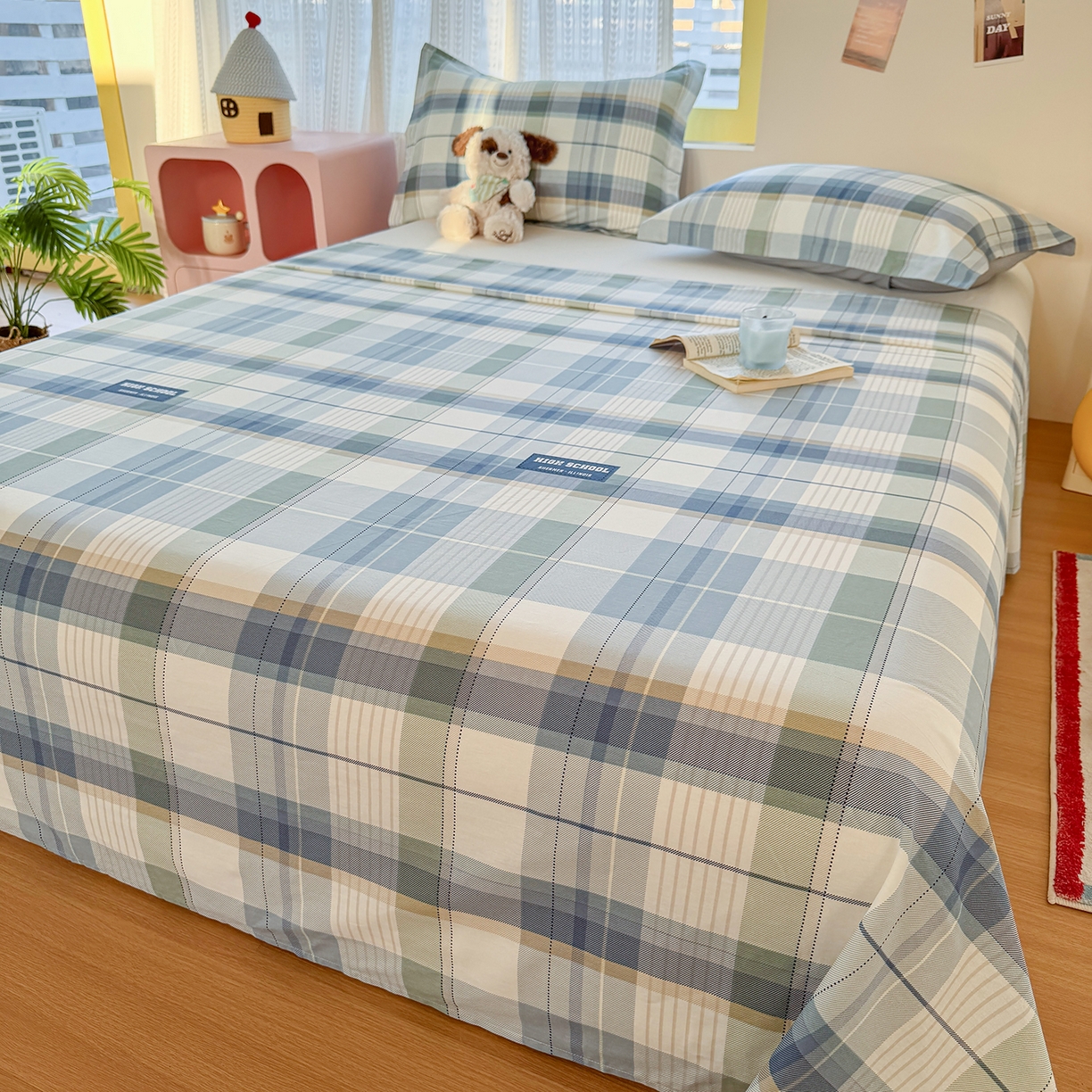 91家纺网 家纺一手货源 找家纺 尚帛 2026新款全棉品质喷气印花爆款四件套 多规格套件 单品系列-单床单 格兰德-蓝