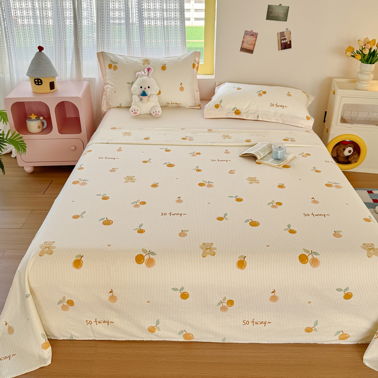 91家纺网 家纺一手货源 找家纺 尚帛 2026新款全棉品质喷气印花爆款四件套 多规格套件 单品系列-单床单 欢乐碰碰熊