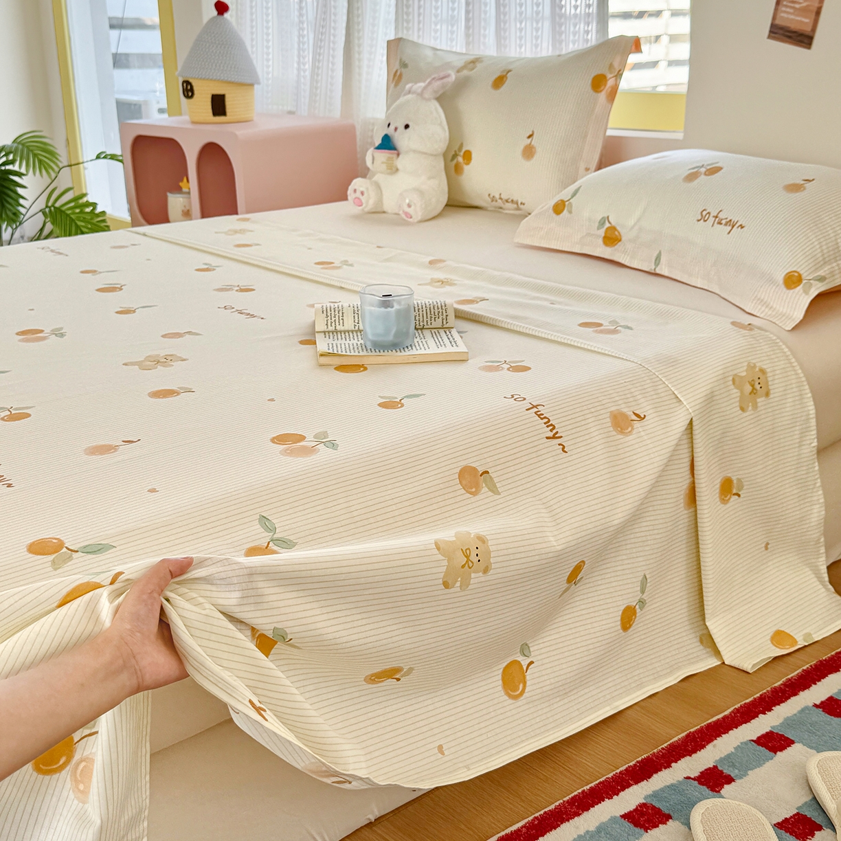 91家纺网 家纺一手货源 找家纺 尚帛 2026新款全棉品质喷气印花爆款四件套 多规格套件 单品系列-单床单 欢乐碰碰熊