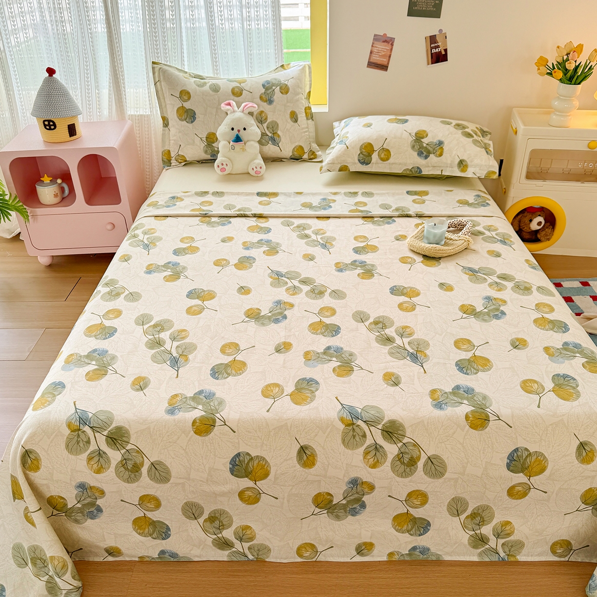 91家纺网 家纺一手货源 找家纺 尚帛 2026新款全棉品质喷气印花爆款四件套 多规格套件 单品系列-单床单 秋飘铃