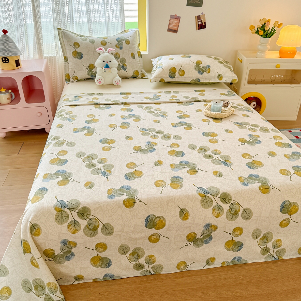 91家纺网 家纺一手货源 找家纺 尚帛 2026新款全棉品质喷气印花爆款四件套 多规格套件 单品系列-单床单 秋飘铃