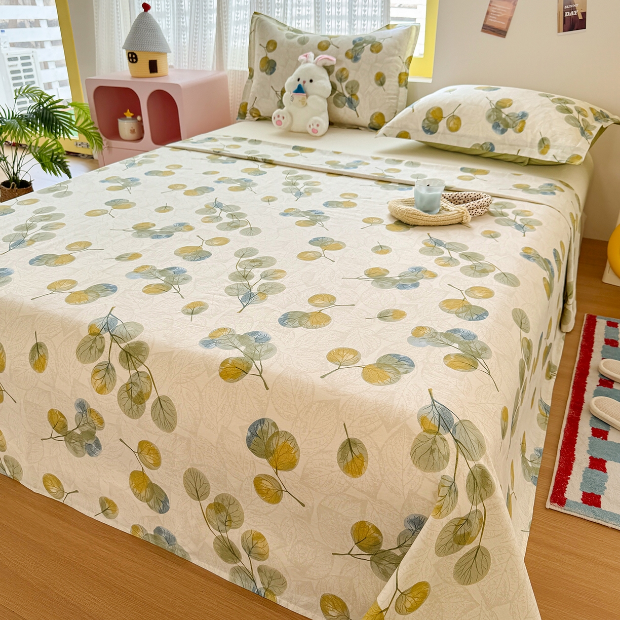 91家纺网 家纺一手货源 找家纺 尚帛 2026新款全棉品质喷气印花爆款四件套 多规格套件 单品系列-单床单 秋飘铃