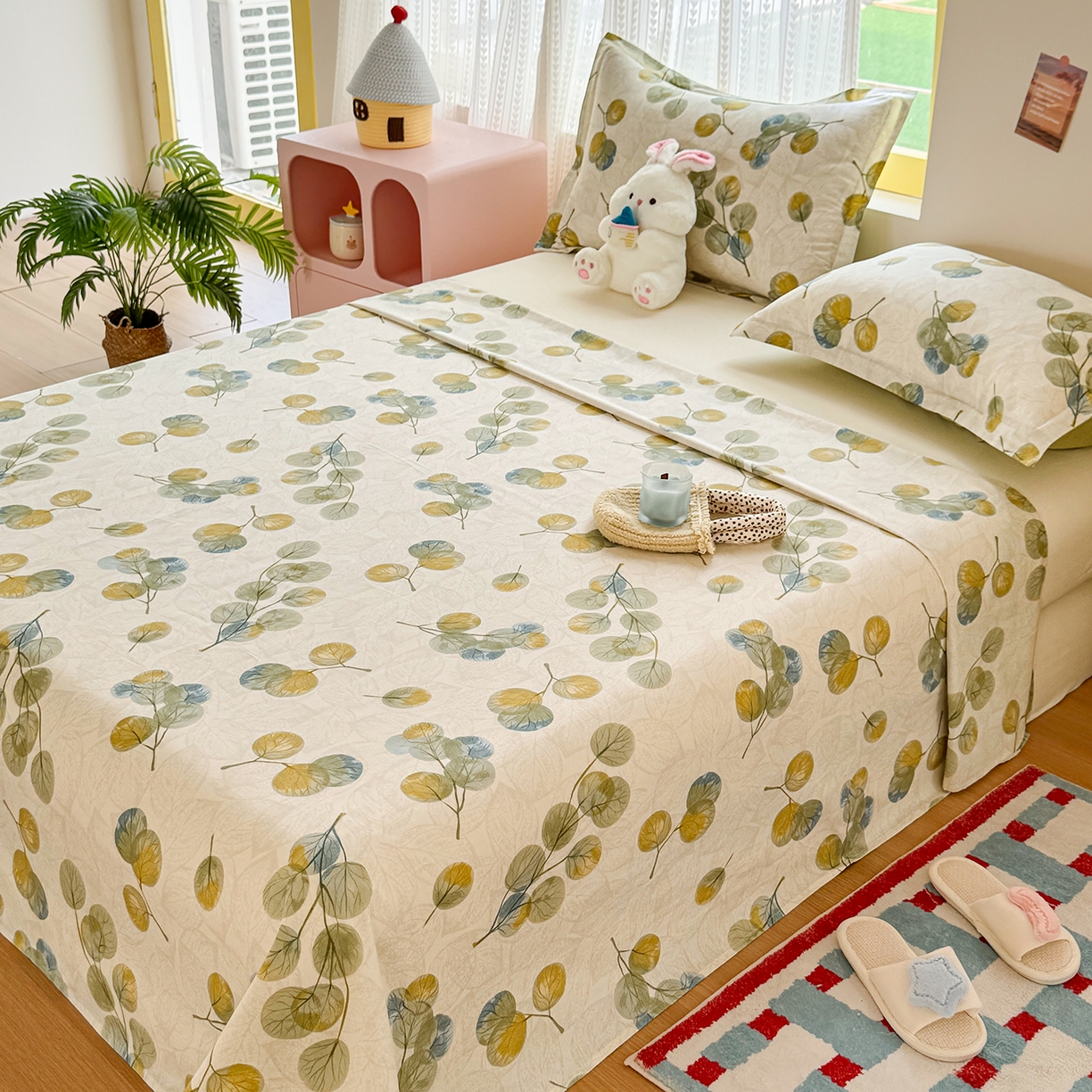 91家纺网 家纺一手货源 找家纺 尚帛 2026新款全棉品质喷气印花爆款四件套 多规格套件 单品系列-单床单 秋飘铃