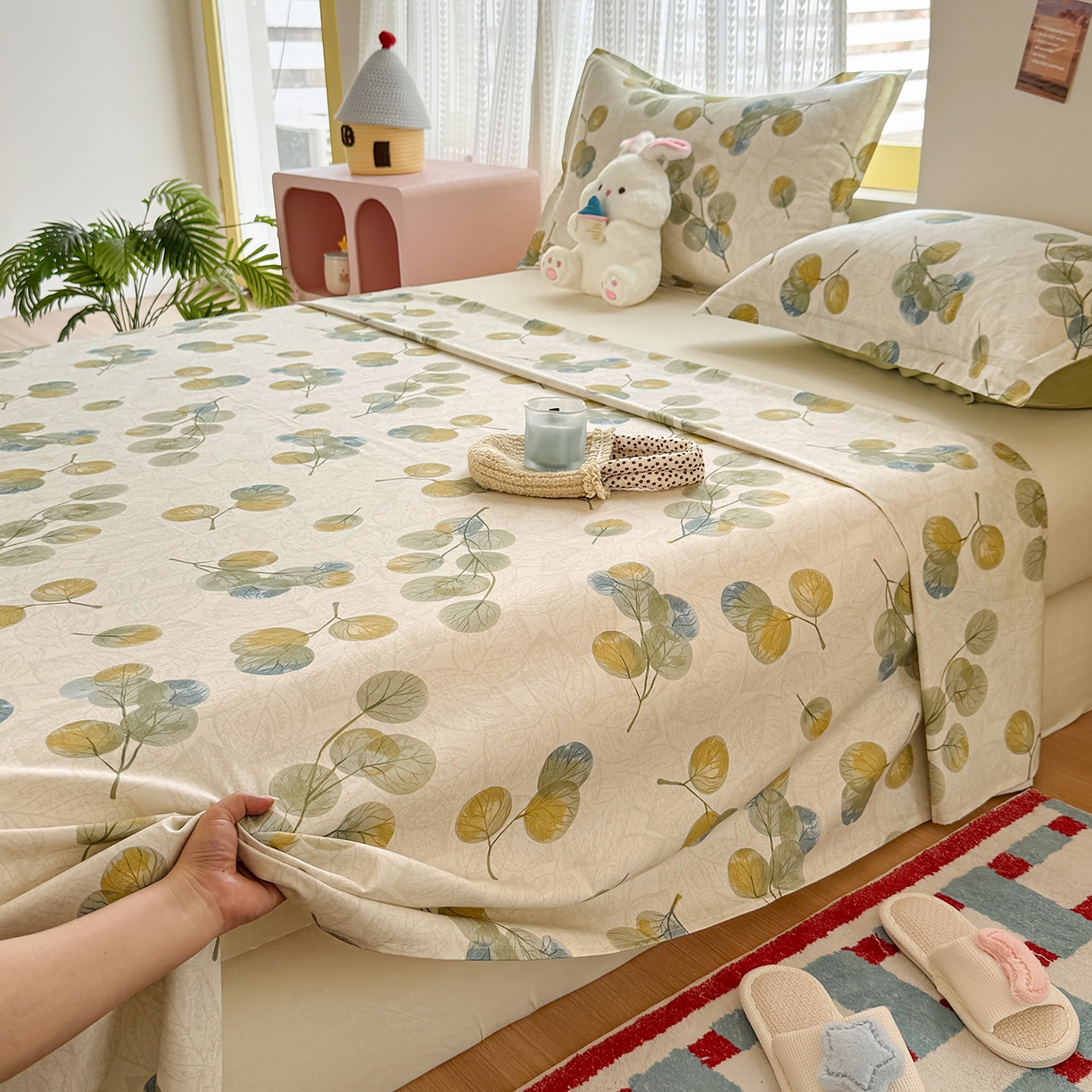 91家纺网 家纺一手货源 找家纺 尚帛 2026新款全棉品质喷气印花爆款四件套 多规格套件 单品系列-单床单 秋飘铃